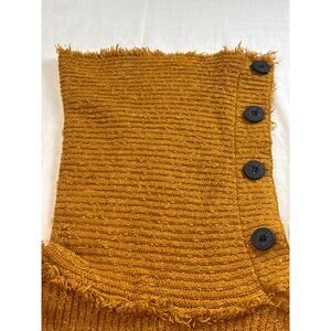 Free People On My Side Sweater Size SM Oversized Chunky Mustard Brown Pre-Owned
